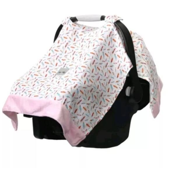 Itzy‎ Ritzy Cozy Happens Baby Infant Muslin Feather Print Car Seat Cover Canopy - Picture 1 of 7